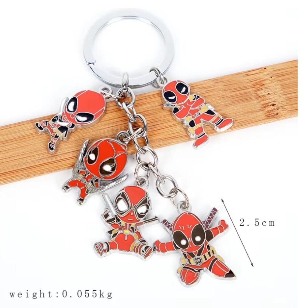 Deadpool Multi Charm Metal Keychain Figure Accessory - Picture 2 of 3